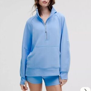 NWT Lululemon Scuba Oversized Funnel-Neck Half Zip *Long in Aero Blue Sz M/L
